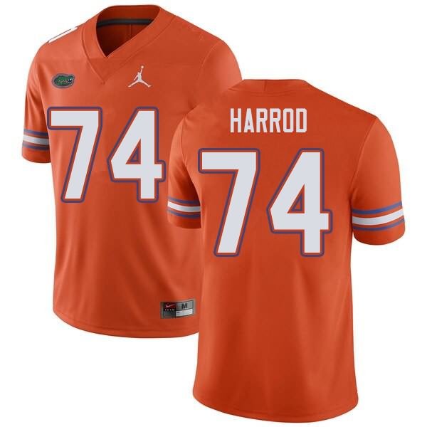 Men's NCAA Florida Gators Will Harrod #74 Stitched Authentic Jordan Brand Orange College Football Jersey AYU5665JA